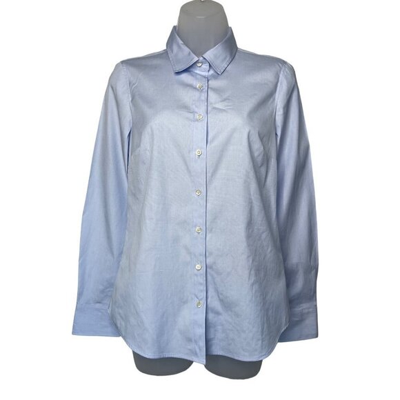 J.Crew Womens Perfect Blue Long Sleeve Button Front Career Shirt Sz XS - Picture 1 of 10